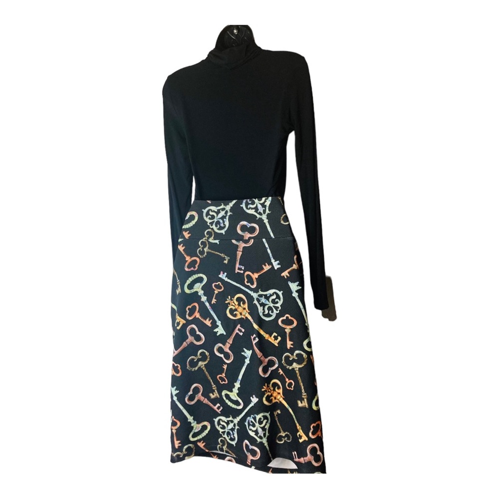 Midi Skirt with Novelty Key Print by Lularoe Size 3X